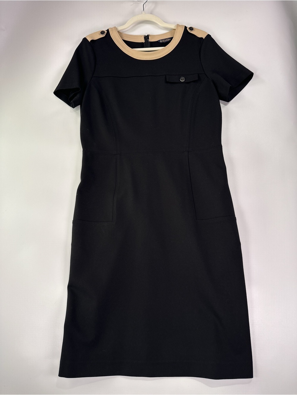 Brooks Brothers Sheath Dress Short Sleeve Button Epaulet Viscose Blend Size 10 - Picture 2 of 15